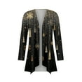 thumbnail image 6 of Women's Fashionable Loose-Fit Casual Cardigan with Christmas Print Mid-Length Coat for Holiday Outfits and Comfortable Wear,Black,L, 6 of 7
