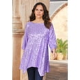thumbnail image 4 of Roaman's Women's Plus Size Handkerchief Hem Sequin Tunic, 4 of 6