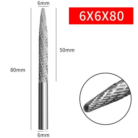 

BCLONG 1Pc 6Mm Shank High Speed Steel Rotary Burr Tool Plastic Wood Carving Rotary File