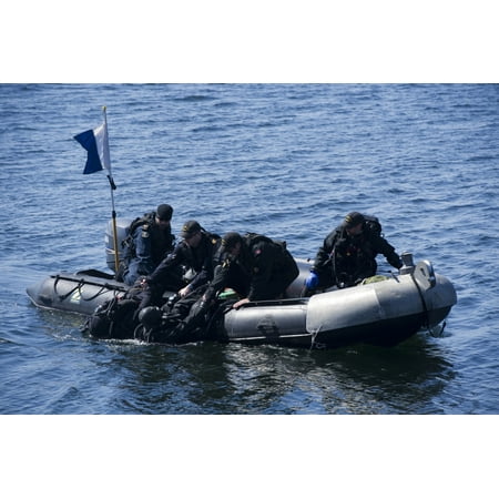 Sydney Nova Scotia May 1 2012 - Canadian divers assigned to Fleet Diving Unit Atlantic practice disabling a mine during Exercise Frontier Sentinel 2012 Poster