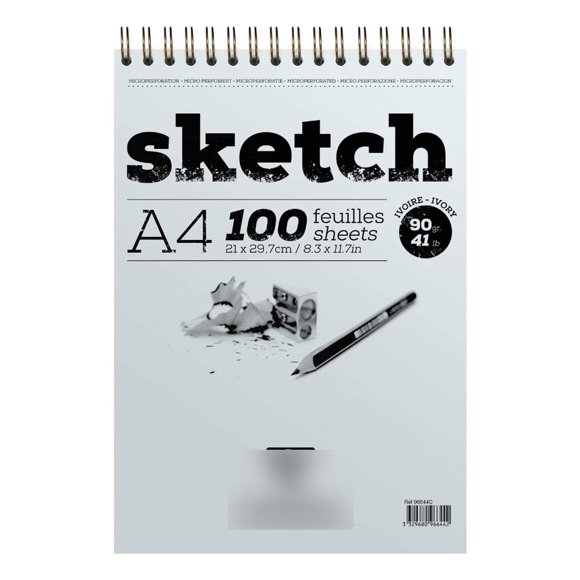 Cuaderno Boceto y Dibujo A4 Clairefontaine 100Hjs espiral blanco