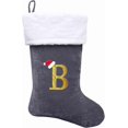 thumbnail image 1 of Dbfengbilian 21 Inches Christmas Stockings with Customizable Letters, Large Christmas Stockings with Super Soft Plush Cuff Embroidered Letter - Grey B, 1 of 7