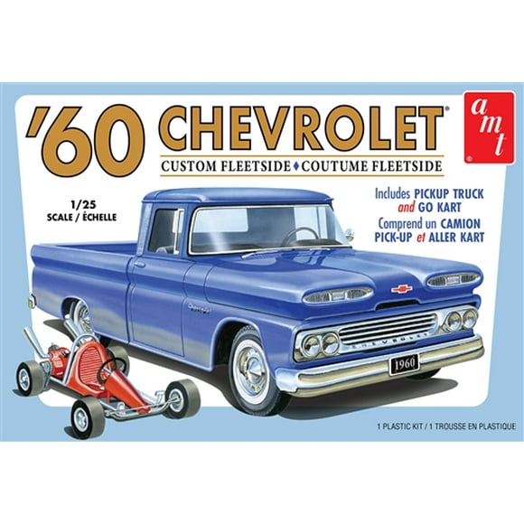 60 Chevrolet Custom Fleetside Pickup with Go Kart (AMT1063) 1:25 Scale Car Plastic Model Kit