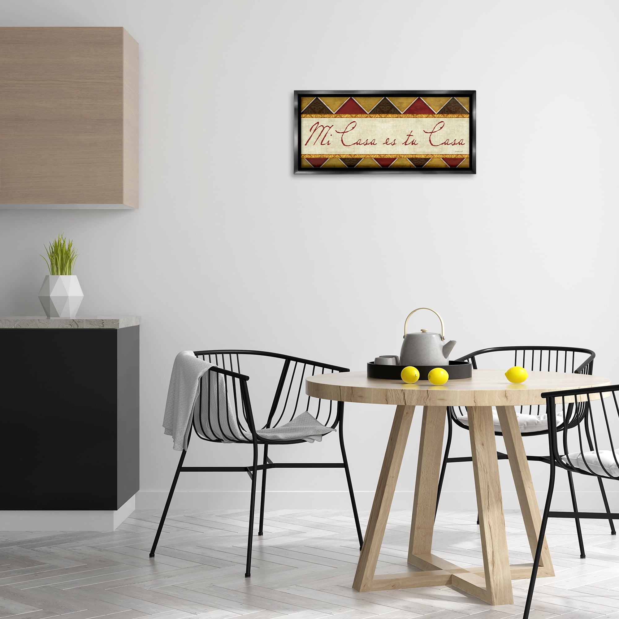 Stupell Industries Bienvenida Mi Casa Tu Casa Signs and Rules Painting Black Floater Framed Art Print Wall Art, 25 x 11