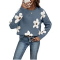 thumbnail image 2 of Yokua Women's Floral Pattern Round Neck Long Sleeve Casual Loose Knit Sweater, 2 of 9