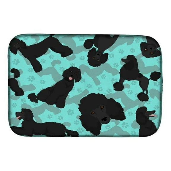 Carolines Treasures MLM1022DDM 21 x 14 in. Blue, Black Standard Poodle Dish Drying Mat