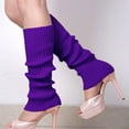 thumbnail image 1 of Xiao Hua 2 pares de calentadores de piernas para mujer, tejidos con puños elásticos antideslizantes, ideales para fiestas, deportes, yoga, ballet y danza, morados., 1 of 2