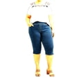 thumbnail image 4 of Jack David/TS WOMENS PLUS SIZE Elastic Waist Pull On Stretch DENIM CAPRI JEANS - DARK BLUE, 4 of 7