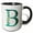 Black/White, variant on 3drose, Elegant Green Monogram Initial B with Eucalyptus Leaves, 11oz Two-tone Blue Mug