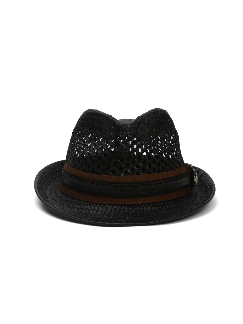 Leatherette Trim Fedora Hat 