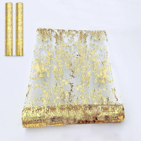 

2pcs Gold Table Runners - Gold Tulle Mesh Table Runner -Thanksgiving Table Runner Gold Party Decor - Gold Table Decor - Gold Decorations for Thanksgiving Wedding Birthday Party Diwali Christams