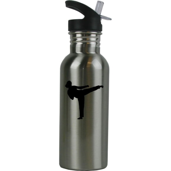 Bouteille d'Eau Personnalisée en Acier Inoxydable Karaté pour Femme avec Paille 20 Onces Bouteille d'Eau de Sport Personnalisable