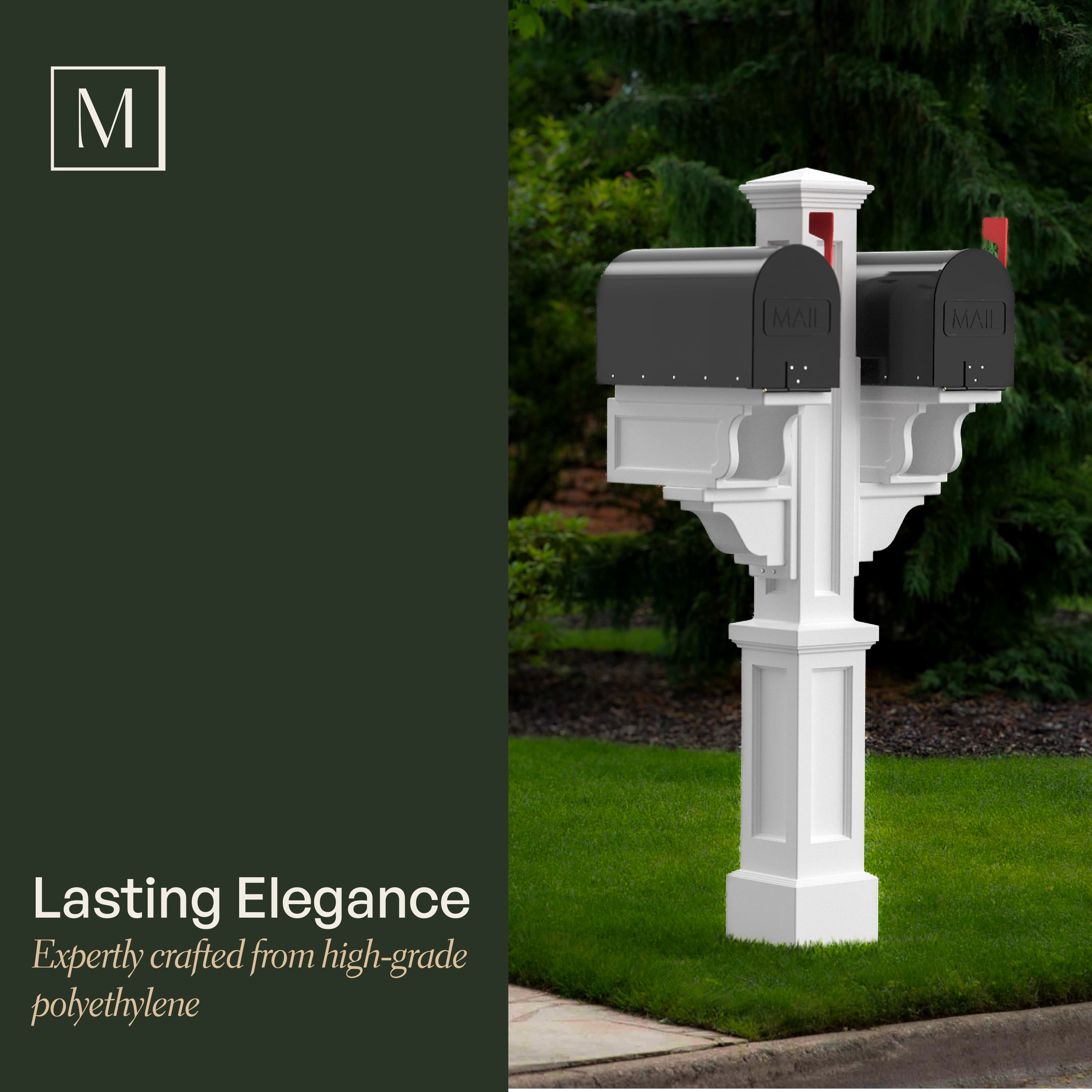Mayne Rockport Double Mailbox Arm Mount White Plastic Mailbox Post
