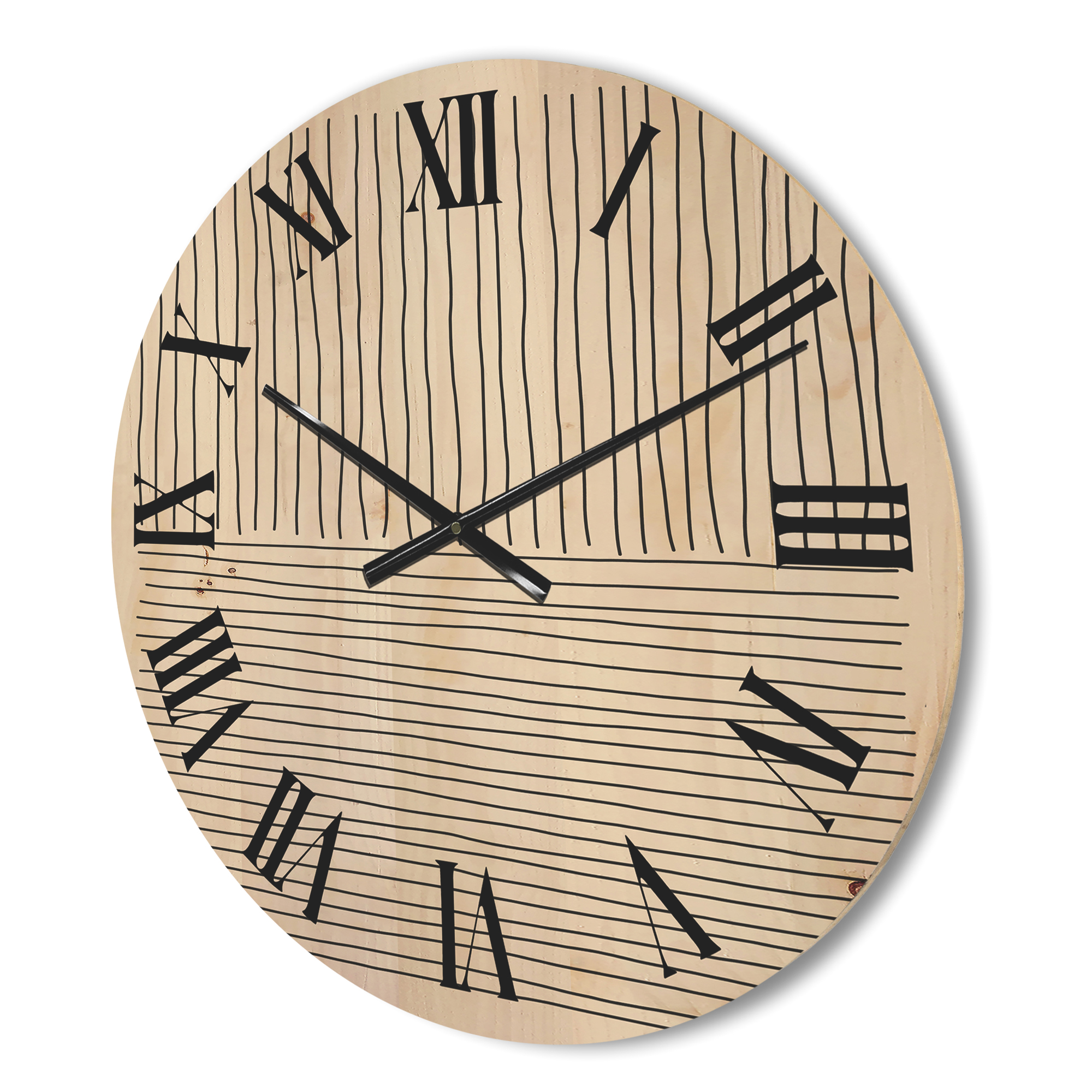 Designart 'Minimal Geometric Lines Vertical and Horizontal III' Modern Wood Wall Clock