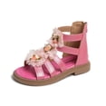 thumbnail image 2 of BUWTTER Kids Sandals Girls Kids Summer Flowers High Top Roman Zipper Little Child Big Kids Open Toe Hollow Out Breathable Pink Sandals Size 7-8 Y, 2 of 5