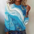 thumbnail image 1 of Jersey de cuello redondo con estampado de moda para mujer, de Honeeladyy, de manga larga, informal, para sesión de fotos (azul, S), 1 of 4