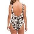 thumbnail image 2 of Brown And White Cow Pattern Print Women Low Cut Swimsuit, Farmer Gifts 1-Pc Fashion Bikini, 2 of 3