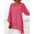 thumbnail image 4 of WTXUE T-Shirts Long Sleeve, Wide Neck Shirts for Women Plus Size Linen Baggy Blouse Shirt Ladies Summer Tunic Tops Cotton Solid, Linen Shirts Casual Tops for Women Pink S, 4 of 8