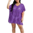 thumbnail image 2 of Pitauce Womens Plus Size Floral Lace Crochet Bathing Suit Cover Up V-Neck Oversized Summer Beach Dresses Swimsuit Bikini See Through Beachwear, 2 of 4