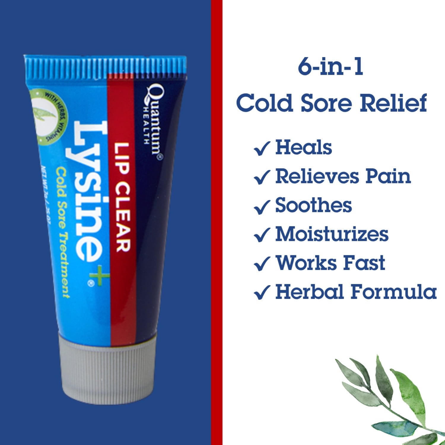 Quantum Health Lip Clear Lysine + Cold Sore Treatment & Pain Relief, 0.25 oz