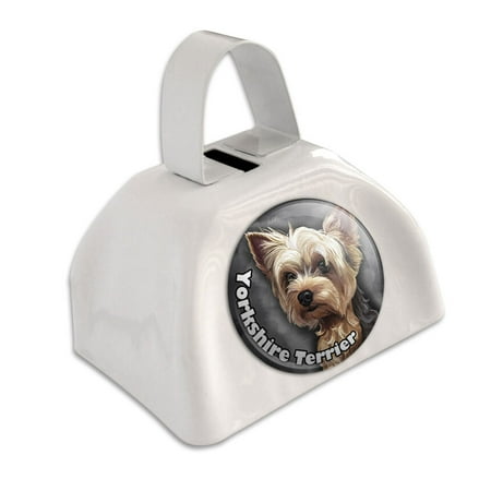 Yorkshire Terrier Yorkie Dog Pet White Cowbell Cow Bell