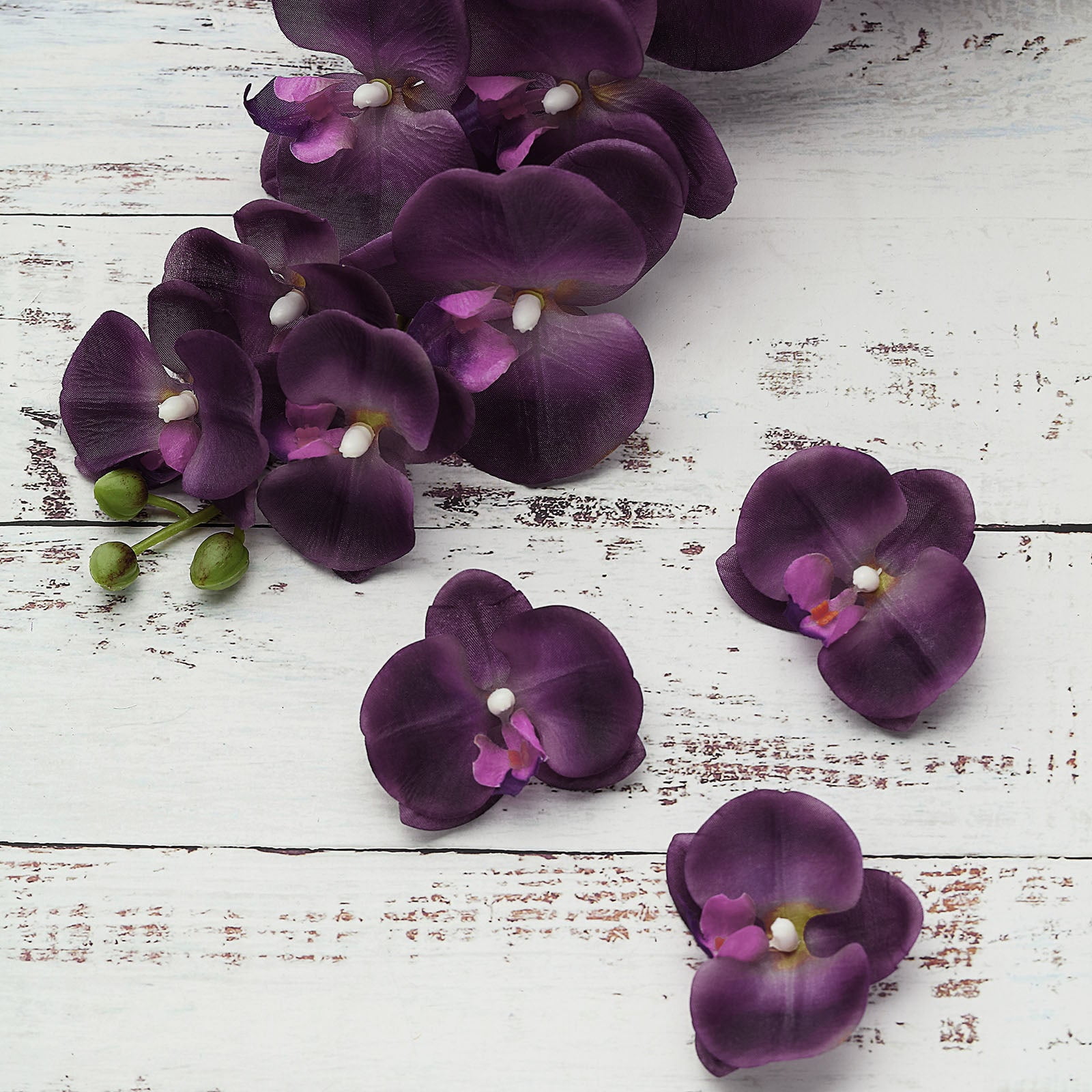 20 Eggplant 4 in Artificial Faux Silk Orchid Flower Heads