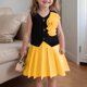 thumbnail image 2 of Odeerbi Niñas 2 Piezas Preppy Traje Satén Flor Camisa Sin Mangas y Falda Plisada Conjunto Uniforme Escolar, 2 of 9