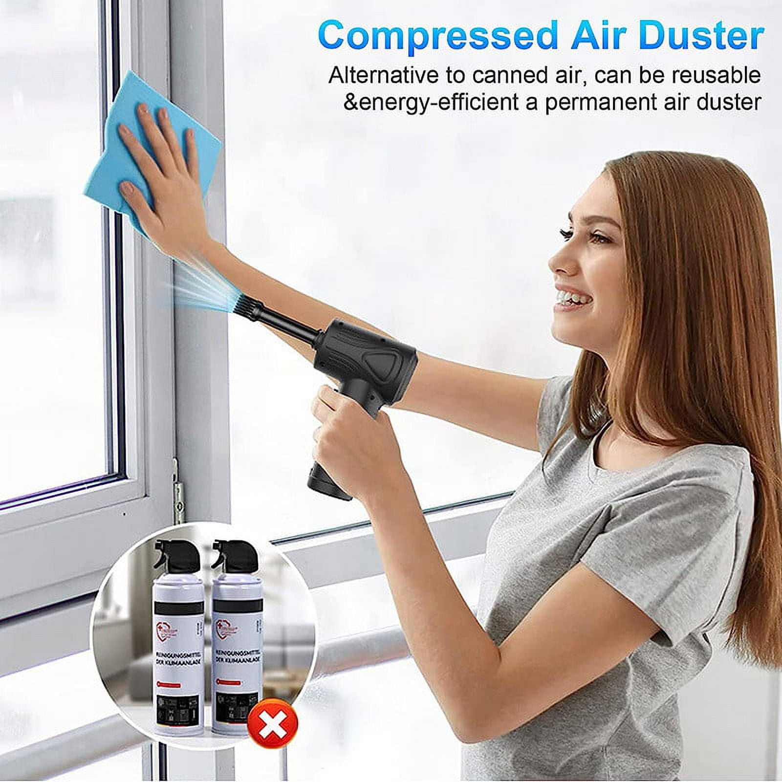 High Power Cordless Car Vacuum Cleaner & Air Duster | Portable Handheld USB Rechargeable | 91000RPM Blower | Multi-Use for Auto, Home, Office | 5 Nozzles, Brush | 16x10x6.5cm | 1 Pack