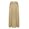 thumbnail image 4 of Satin Skirts for Women Solid Color Maxi Skirt With High Waist Elegant Drawstring Casual Womens A Line Long Skirt Khaki XXL, 4 of 5