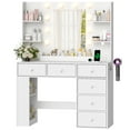 thumbnail image 4 of Zimtown Makeup Vanity Desk, Vanity Desk with Mirror & 6 Drawers, Large Dressing Table with Adjustable Lights & Side Rack, White, 4 of 8