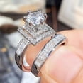 thumbnail image 3 of Dreamofdazzles Jewels 2.00 Ctw Round Cut White Diamond Wedding Anniversary Engagement Bridal Set Ring 14K White Gold Plated 925 Sterling Silver 925 Sterling Silver -4, 3 of 4