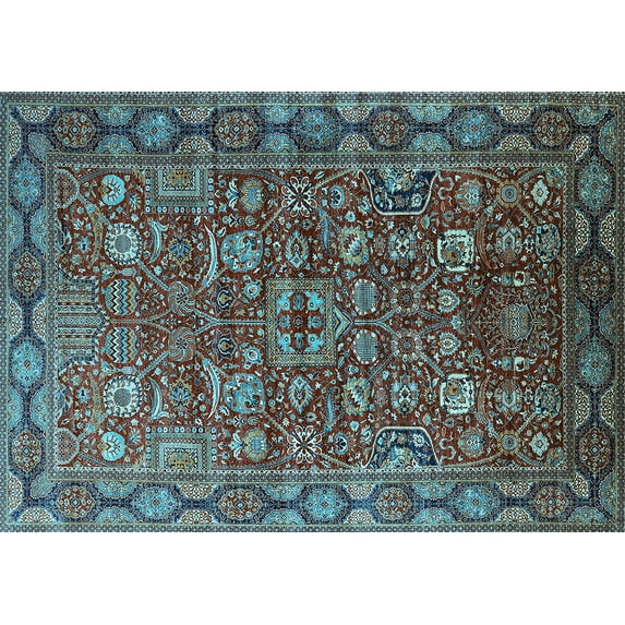 Ahgly Company Indoor Rectangle Oriental Light Blue Traditional Area Rugs, 2' x 5'