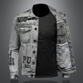 thumbnail image 2 of Chaqueta de mezclilla de alta calidad, abrigo con letras, lavado de copos de nieve, estilo guapo europeo y americano, a la moda, novedad de 2024, M-5XL, 2 of 5