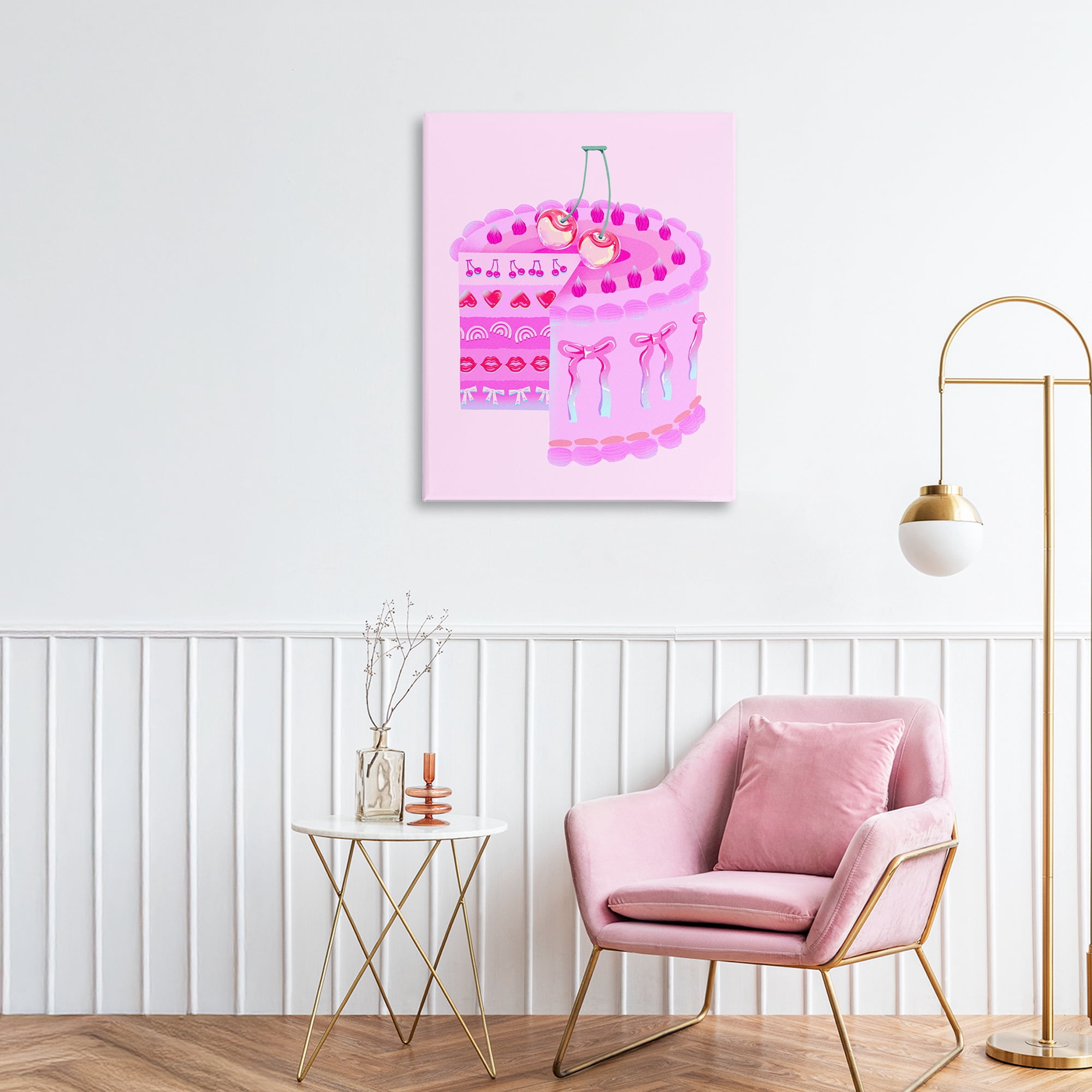 Stupell Industries Pastel Cherry Layered Cake Canvas Wall Art, design by Ziwei Li