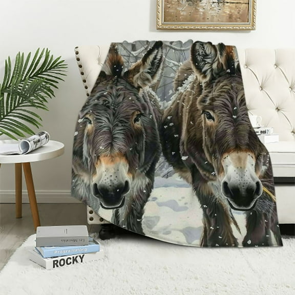 Shiartex  Donkey Blanket Donkey Gifts for Girls Women Throw Blanket for Kids Adults Soft Warm Cozy Blanket for Couch Sofa ​Bed White