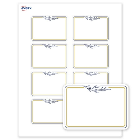 Avery Name Tags, 2-1/3" x 3-3/8", Matte White, Gold & Navy & Florals