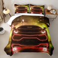 thumbnail image 2 of Castle Fairy Neon Sports Car Bed Spread Queen,Red City Glow Queen Coverlet Set for Bedroom,Red Black, 2 of 7