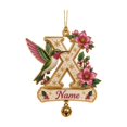 thumbnail image 3 of Clearance! Personalized Letter Christmas Tree Ornament, Hummingbird Floral Custom Name Hanging Pendant, Customized Alphabet Christmas Decorations Indoor, Holiday Wreath & Gift Tag Decor, X, 3 of 7