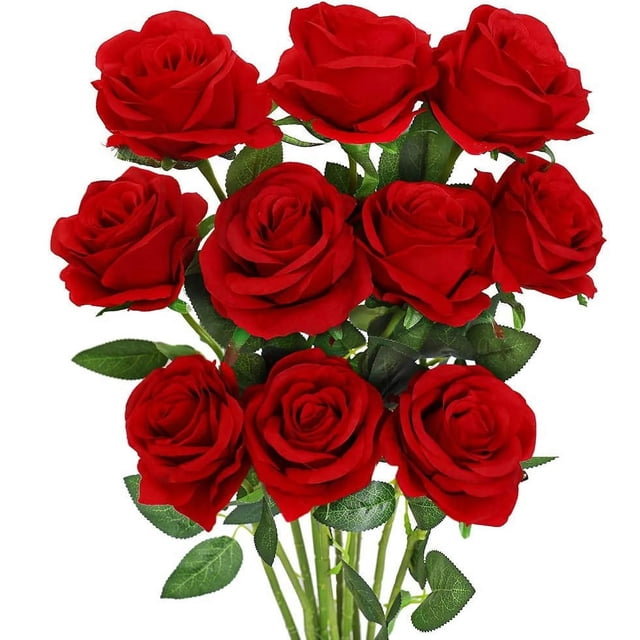 Peluche Courte Taille Unique Imitation pour la Maison, Rose Artificielle Roses Rouges avec Bouquet de Fleurs pour Déco de Mariage pour Maison Cuisine Chambre Salon Durable Pratique Usage Quotidien