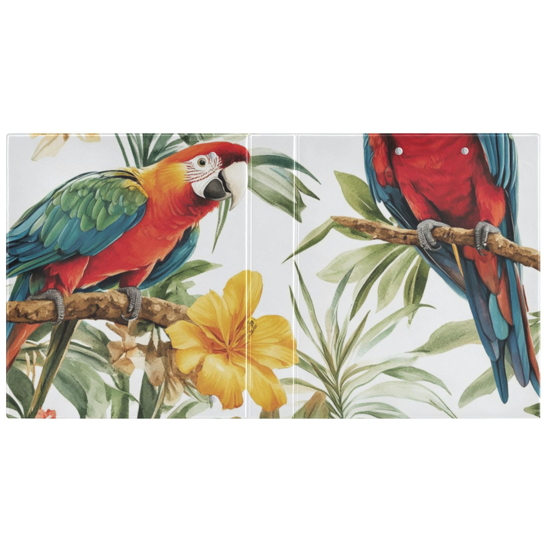 Parrots in Leaves 3 Ring Binders 1.5 inch Hardcover File Folders with Interior Pockets A4 Size Organizer for School Office Hospital