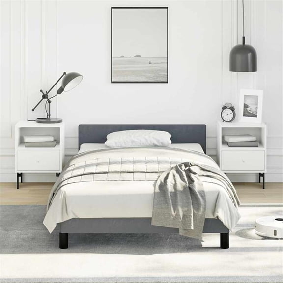 Bowery Hill Engineered Wood Twin XL Bed Frame with Headboard in Dark Gray