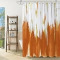 thumbnail image 3 of Burnt Orange Shower Curtain, Orange White Gold Brush Strokes Graffiti Oil Painting Modern Art Abstract Bathroom Curtain Waterproof Fabric Machine Washable with Hooks, 84" Wx72 L, 3 of 6