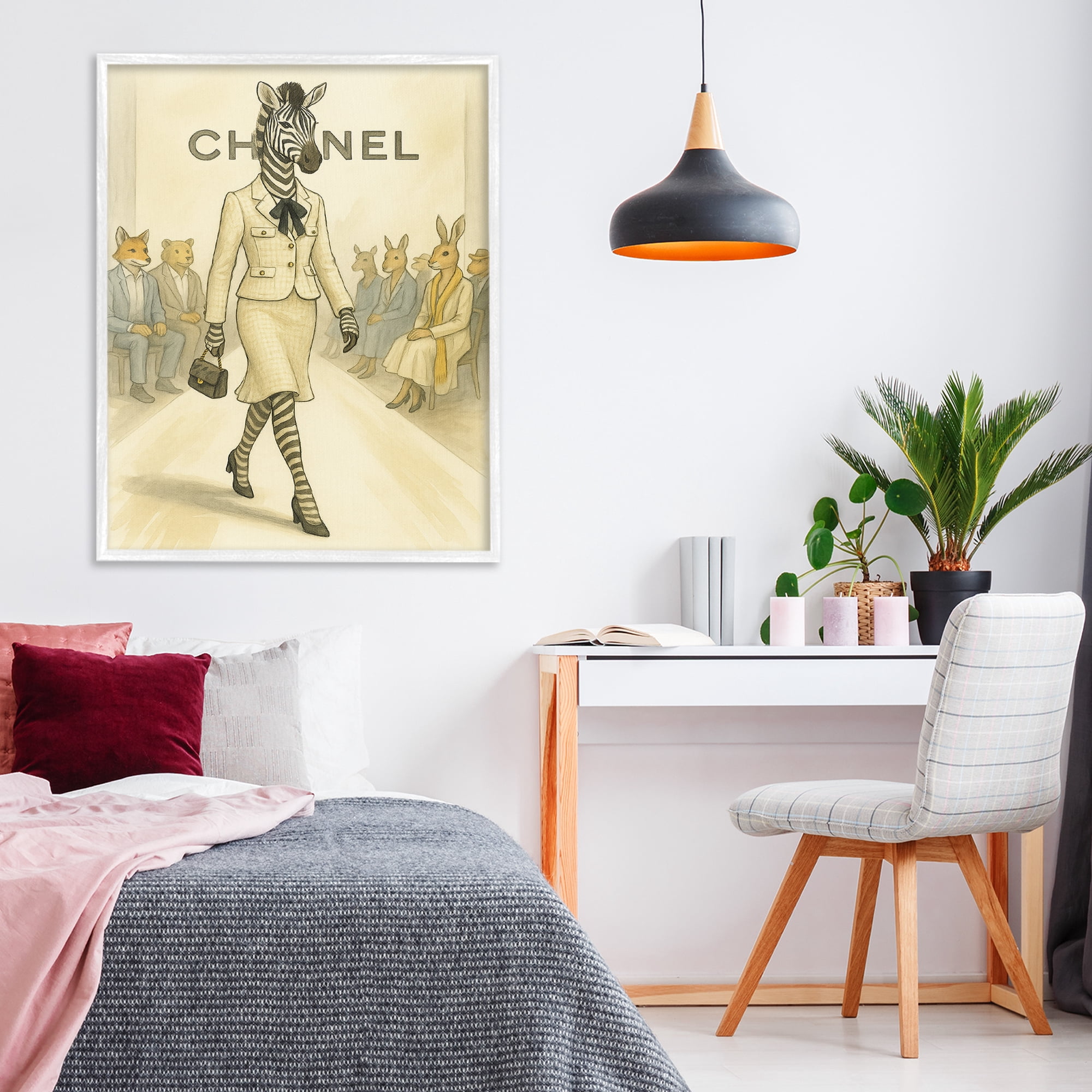 Stupell Industries Fashion Runway Zebra White Framed Giclee Art, design by Grotto Studios