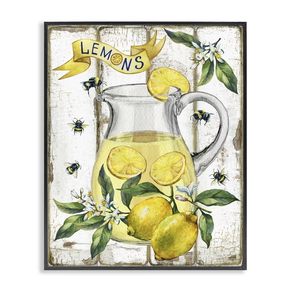Stupell Industries Farmhouse Fresh Lemon Food & Beverage Painting Black Framed Art Print Wall Art, 11 x 14