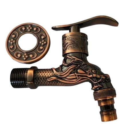 Antique Outdoor Garden Faucet Wall Mount Decorative Water Hose Single Cold Tap G 1/2 inch Connection