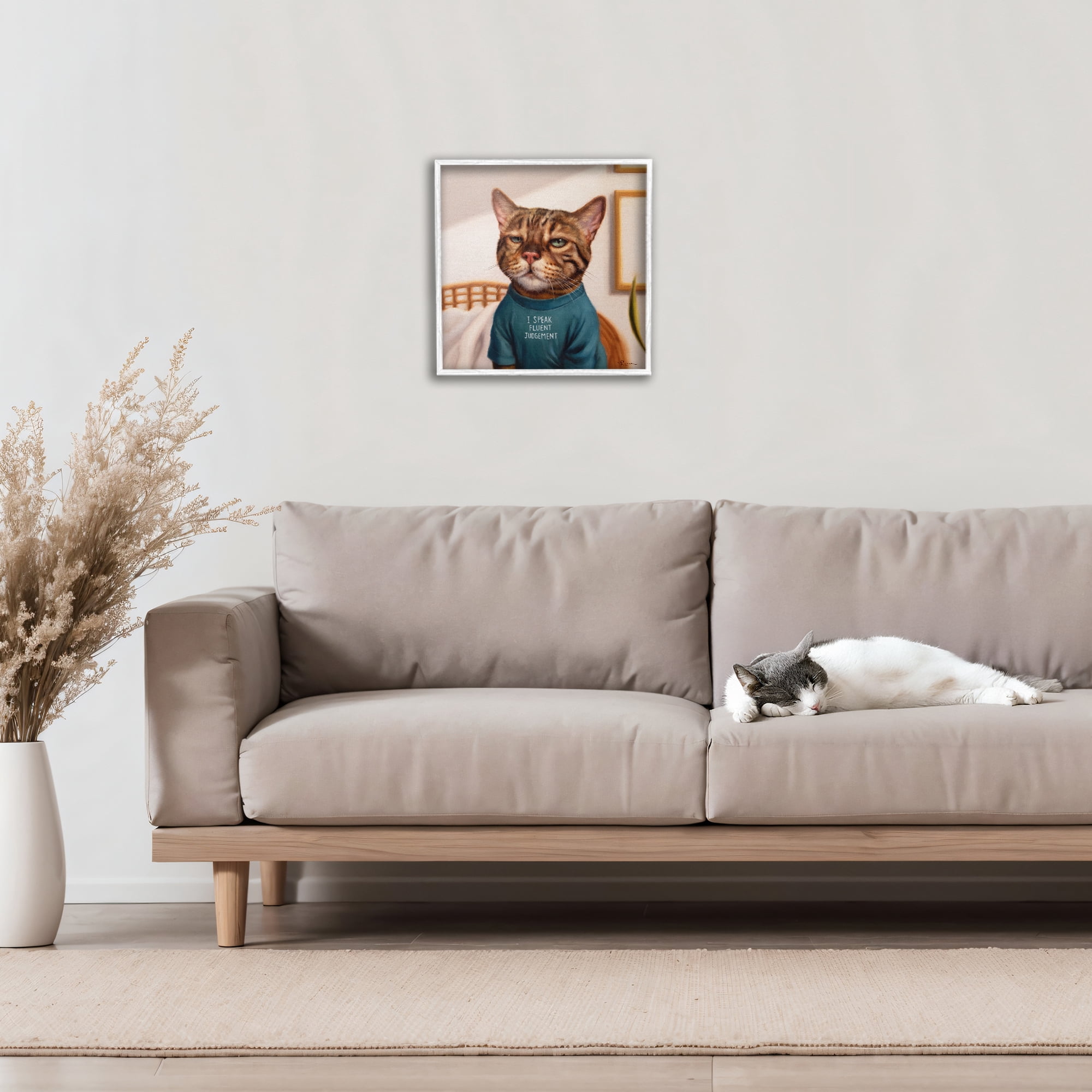 Stupell Industries Cattitude Speak Fluent Judgement White Framed Giclee Art, design by Lucia Heffernan