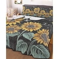 thumbnail image 2 of Quilts Twin Size, Sunflowers Rustic Soft Comforter Bedding Set for Bed, Spring Summer Pastoral Flowers Black Lightweight Quilted Bedspread with Pillow Cover(2 Pieces) for All Season, 68x86 Inch, 2 of 6