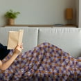 thumbnail image 3 of Geometric Soft Flannel Fleece Throw Blanket, Print of Retro Square Motifs 70's Warm Colors Geometrical Illustration, Cozy Plush for Indoor and Outdoor Use, 70" x 90", Quartz and Orange, by Ambesonne, 3 of 5