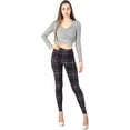 thumbnail image 2 of LMB Lush Moda Extra Soft Leggings for Women with Print Designs for Lounging, Running, Fitness, Yoga and Sleepwear, X-Small to X-Large, Black Plaid 798F, 2 of 3