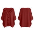 thumbnail image 4 of SOOMLON Ruffle Shirts for Women Plus Size V Neck 3/4 Sleeve Tunic Top Ruched Panel Blouses Loose Travel Vacation Clothes, 4 of 7